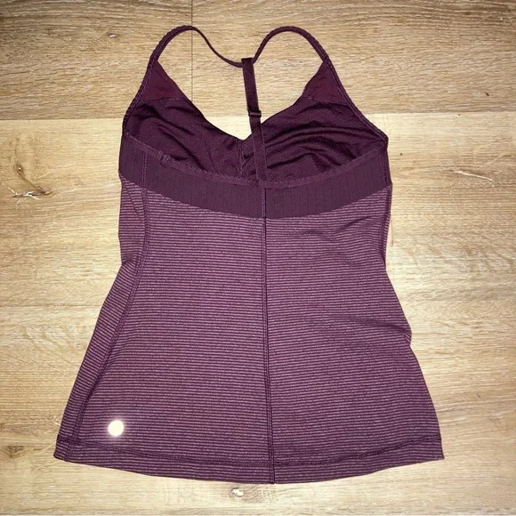 Lululemon Aphrodite Tank Tonka Stripe Bordeaux Drama / Heather’s Bordeaux Size 6 - Picture 4 of 12